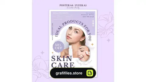 طرح لایه باز پوستر مرکز مراقبت و زیبایی پوست