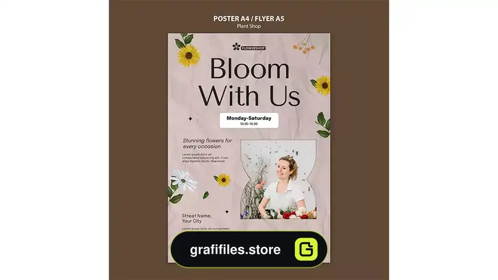 طرح لایه باز تراکت گل فروشی 2
