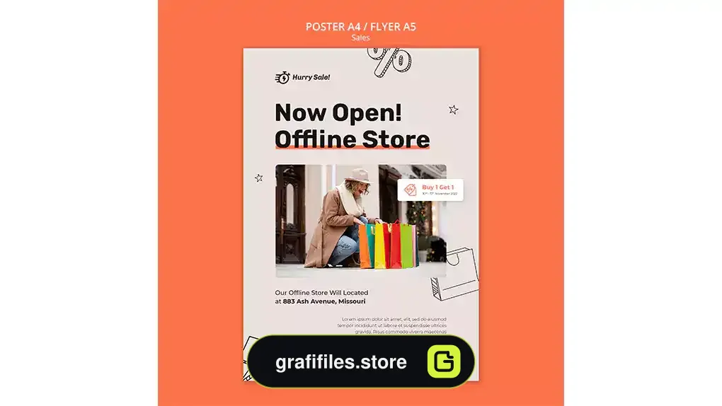طرح لایه باز تراکت فروشگاه کتاب 2