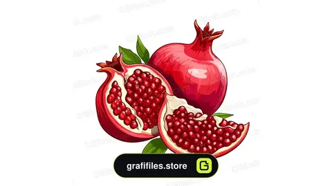 وکتور انار Hand drawn flat color pomegranate fruit illustration