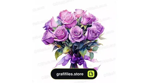 وکتور دسته گل رز آبرنگی