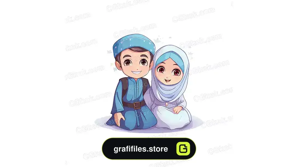 وکتور پسر و دختر مسلمان کارتونی