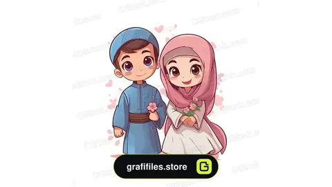 وکتور دختر و پسر مسلمان کارتونی