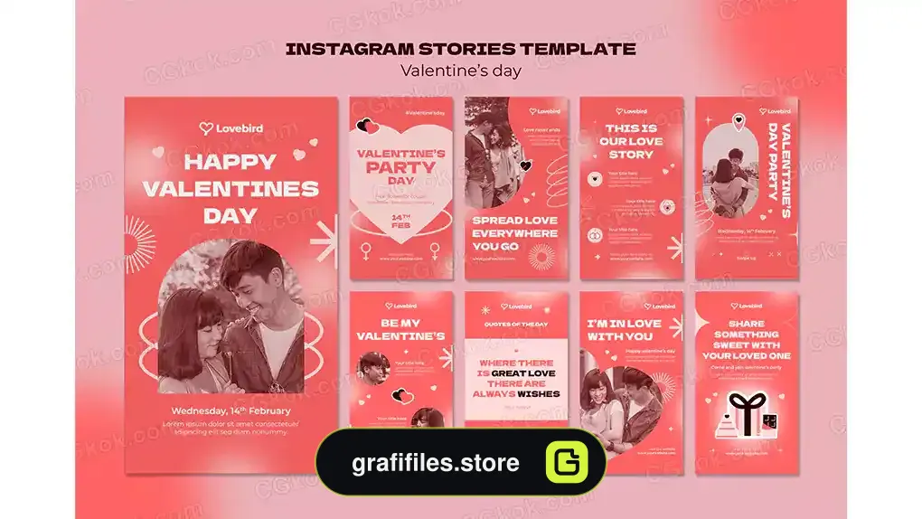طرح لایه باز استوری اینستاگرام ولنتاین 3