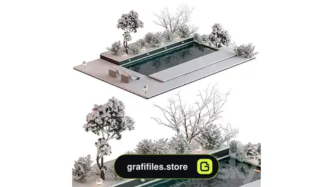 مدل سه بعدی استخر با صحنه برفی