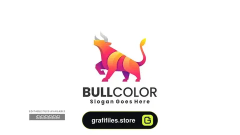 لوگو گاو نر رنگارنگ Bull Gradient Colorful Logo
