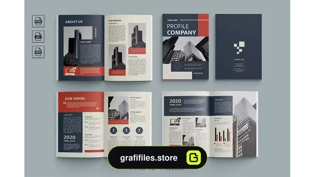 طرح لایه باز نمونه کار شرکتی Company Profile Template