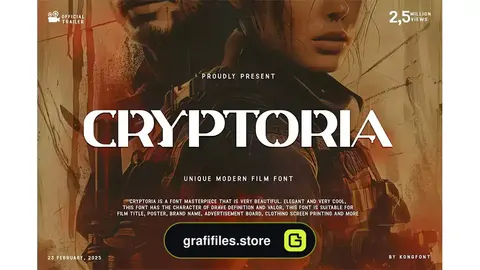 فونت انگلیسی مدرن فیلم Cryptoria - Unique Modern Film Font