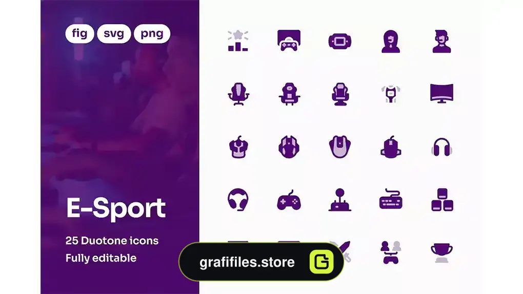دانلود 25 آیکون ورزشی E-Sport Duotone Icons
