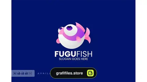 لوگو ماهی Fugu Gradient Colorful Logo