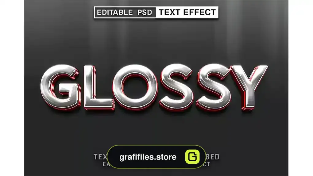 افکت متن براق Glossy Editable Psd Text Effect