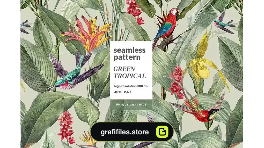 پترن گیاهان گرمسیری Green Tropical Pattern