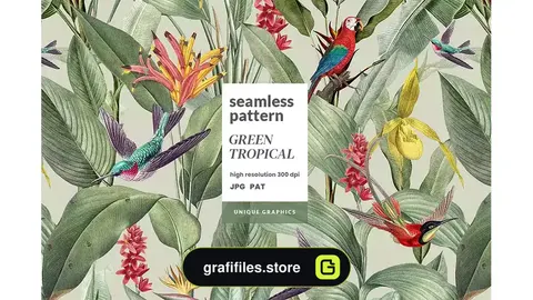 پترن گیاهان گرمسیری Green Tropical Pattern