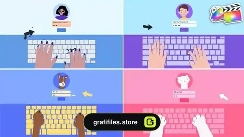 پروژه فاینال کات Hands Keyboard Log In Explainer for FCPX