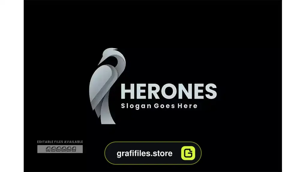 لوگو مرغ ماهی خوار Heron Gradient Colorful Logo