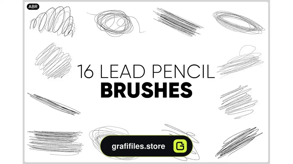 دانلود 16 براش مداد فتوشاپ Lead Pencil Strokes Brush Pack