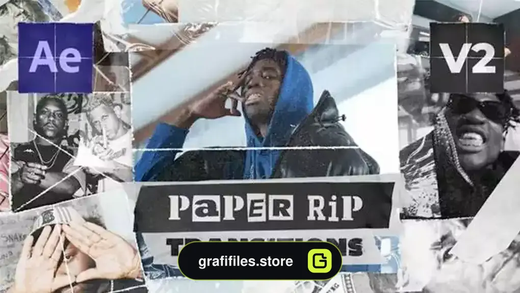 ترانزیشن افترافکت کاغذ پاره شده Paper Rip Transitions
