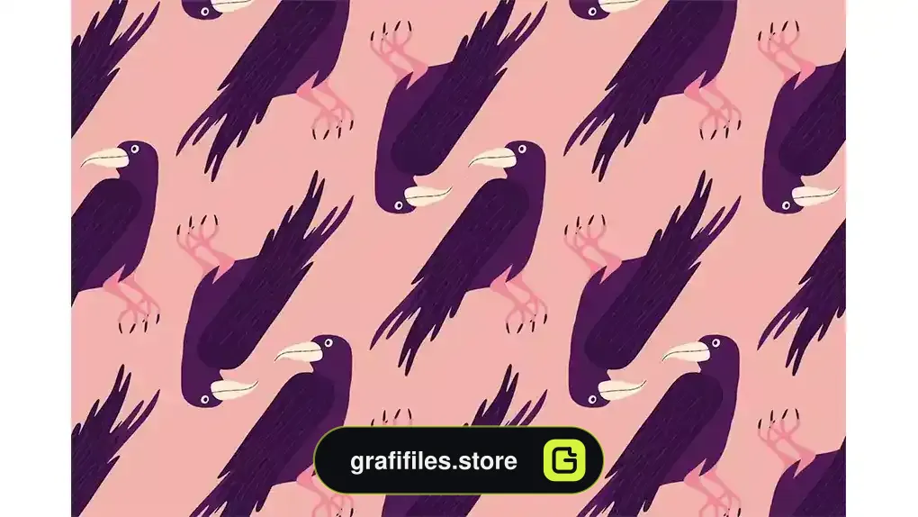 پترن کلاغ Pink pattern with raven