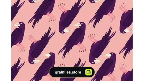 پترن کلاغ Pink pattern with raven