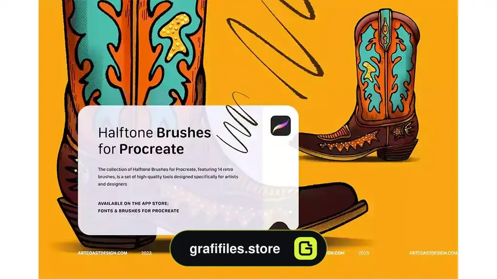 براش پروکریت هافتون رترو Procreate Retro Halftone Brushes