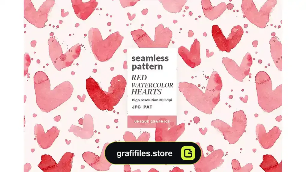 پترن قلب قرمز آبرنگی Red Watercolor Hearts