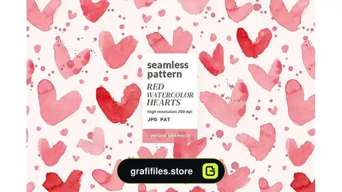 پترن قلب قرمز آبرنگی Red Watercolor Hearts