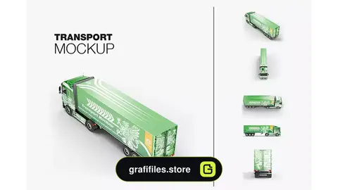 موکاپ کامیون Set Heavy Truck Mockup