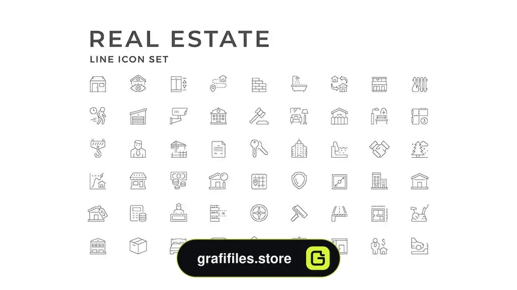 آیکون مشاور املاک Set Line Icons of Real Estate