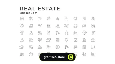 آیکون مشاور املاک Set Line Icons of Real Estate