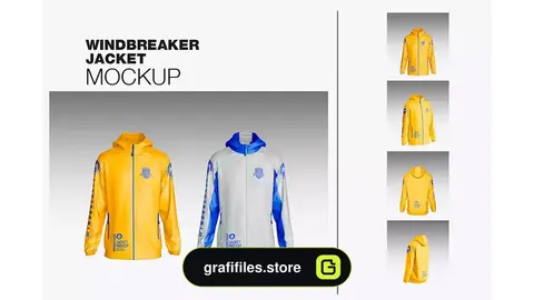 موکاپ ست کاپشن بادگیر Set Windbreaker Jacket Mockup