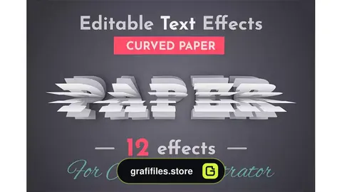 دانلود 12 افکت متن Curved Paper Vector Text Effects