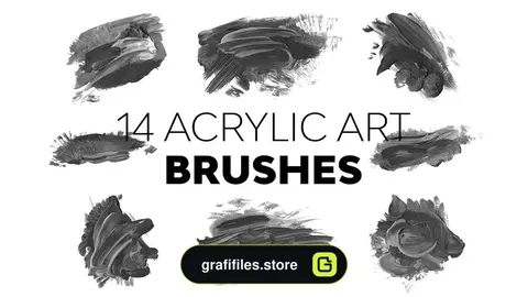 دانلود 14 براش اکریلیک فتوشاپ Acrylic Art Brushes