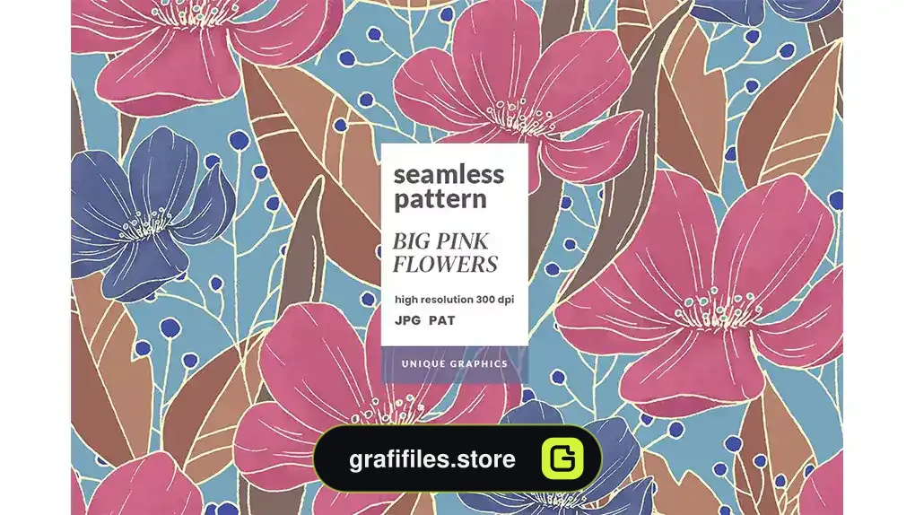 پترن گل صورتی Big Pink Flowers Pattern