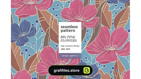 پترن گل صورتی Big Pink Flowers Pattern