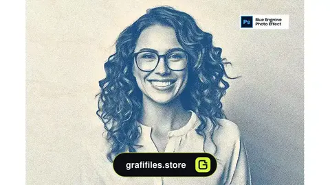 افکت حکاکی روی عکس Blue Engrave Photo Effect