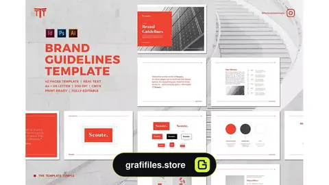 طرح لایه باز دفترچه راهنما Brand Guidelines Template