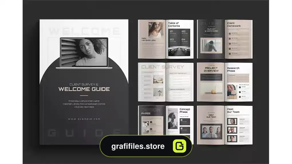 قالب ایندیزاین دفترچه راهنما Client Welcome Guide Template