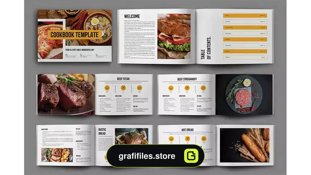 قالب ایندیزاین کتاب آشپزی Cook Book Magazine Design