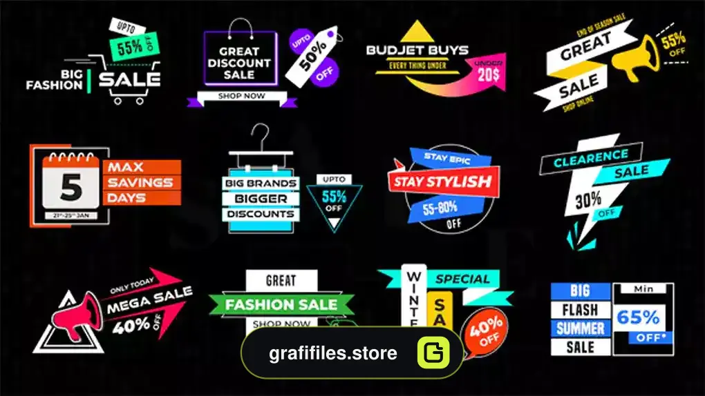 پروژه پریمیر برچسب تخفیف فروش Discounts Badges