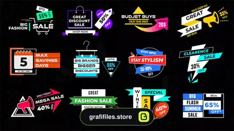 پروژه پریمیر برچسب تخفیف فروش Discounts Badges