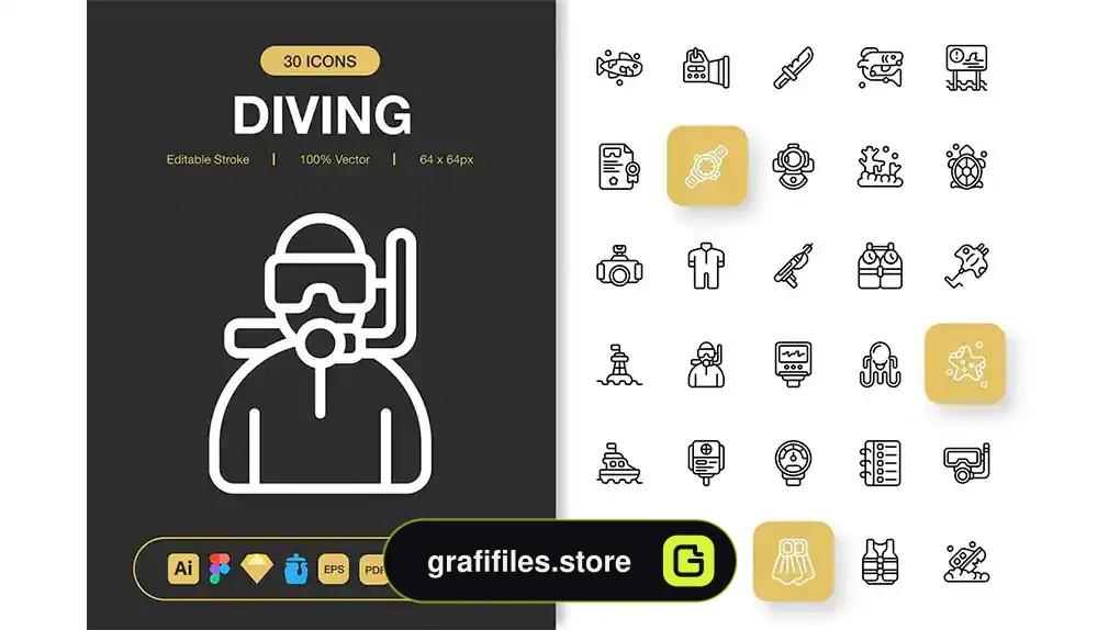 دانلود 30 آیکون غواصی Diving Icons