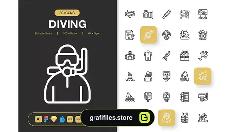 دانلود 30 آیکون غواصی Diving Icons
