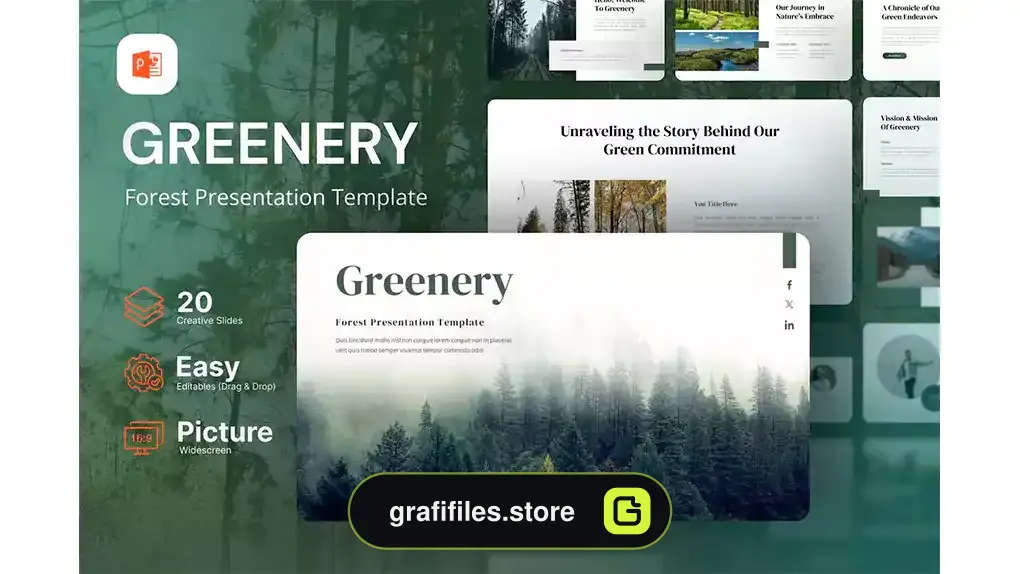 قالب پاورپوینت Greenery – Forest Powerpoint Template