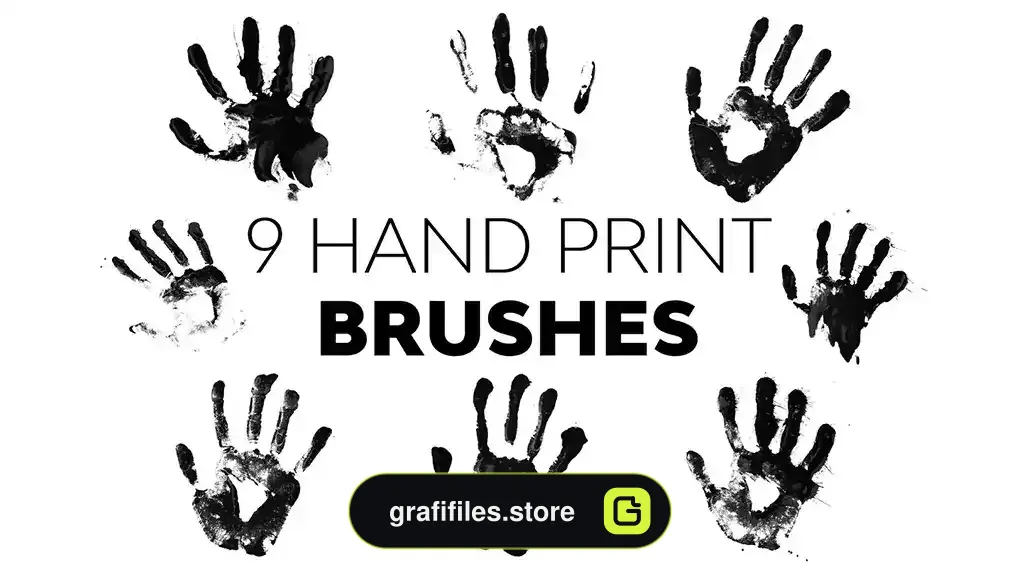 دانلود 9 براش چاپ دست فتوشاپ Hand Print Brushes