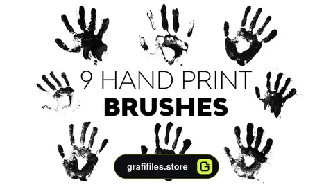 دانلود 9 براش چاپ دست فتوشاپ Hand Print Brushes