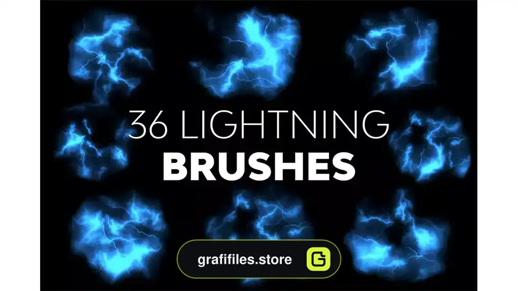 دانلود 36 براش رعد و برق فتوشاپ Lightning Brushes