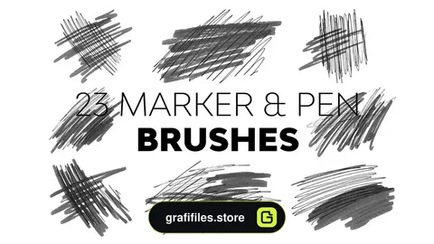 دانلود 23 براش مداد فتوشاپ Marker & Pen Brushes