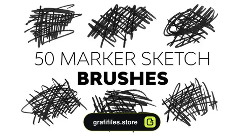 دانلود 50 براش ماژیک فتوشاپ Marker Sketch Brushes