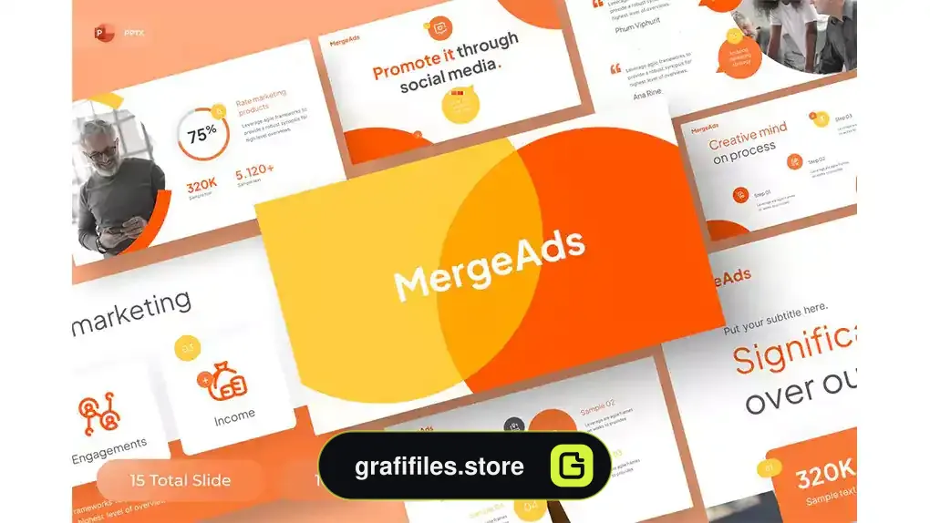 قالب پاورپوینت کسب و کار MergeAds - Business PowerPoint Template