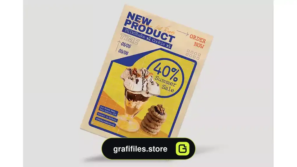 طرح لایه باز تراکت بستنی فروشی New Product Sale Flyer